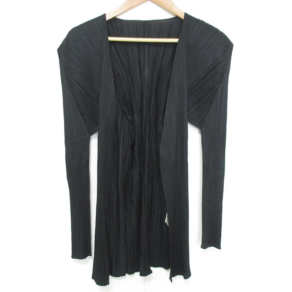 PLEATS PLEASE プリーツプリーズ イッセイミヤケ オープンフロント カーディガン PP04-JO607 サイズ3 ブラック
