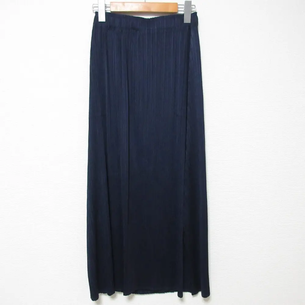 24SS PLEATS PLEASE プリーツプリーズ イッセイミヤケ ロングスカート サイズ3 ネイビー