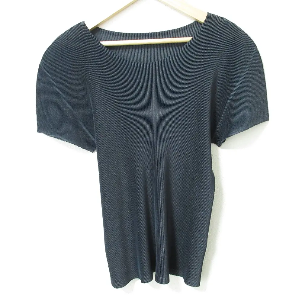 24SS PLEATS PLEASE ISSEY MIYAKE プリーツプリーズ イッセイミヤケ 半袖 クルーネックカットソー ブラウス 3 ネイビー
