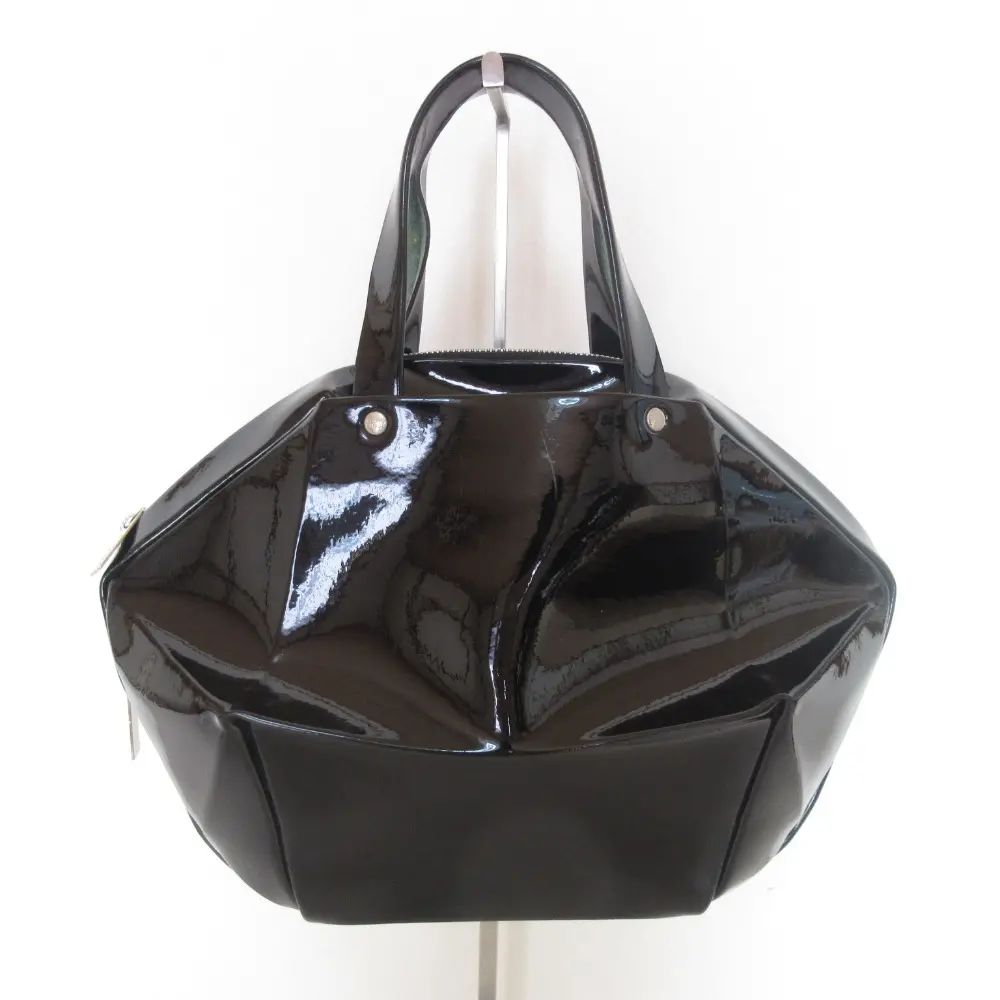 PLEATS PLEASE ISSEY MIYAKE プリーツプリーズイッセイミヤケ キャラペイス パテント ハンドバッグ ブラック