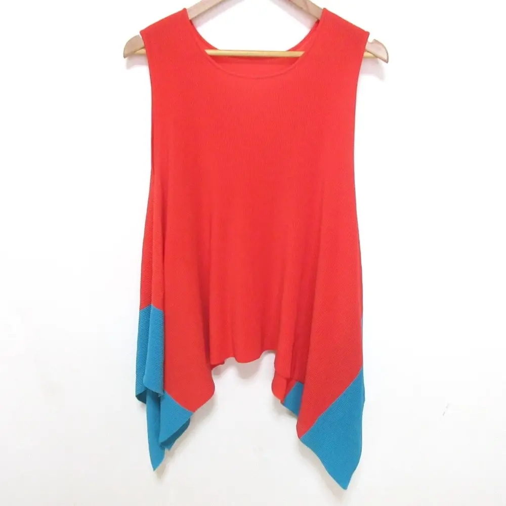 PLEATS PLEASE ISSEY MIYAKE プリーツプリーズイッセイミヤケ ミストニット ノースリーブブラウス カットソー 3 オレンジ