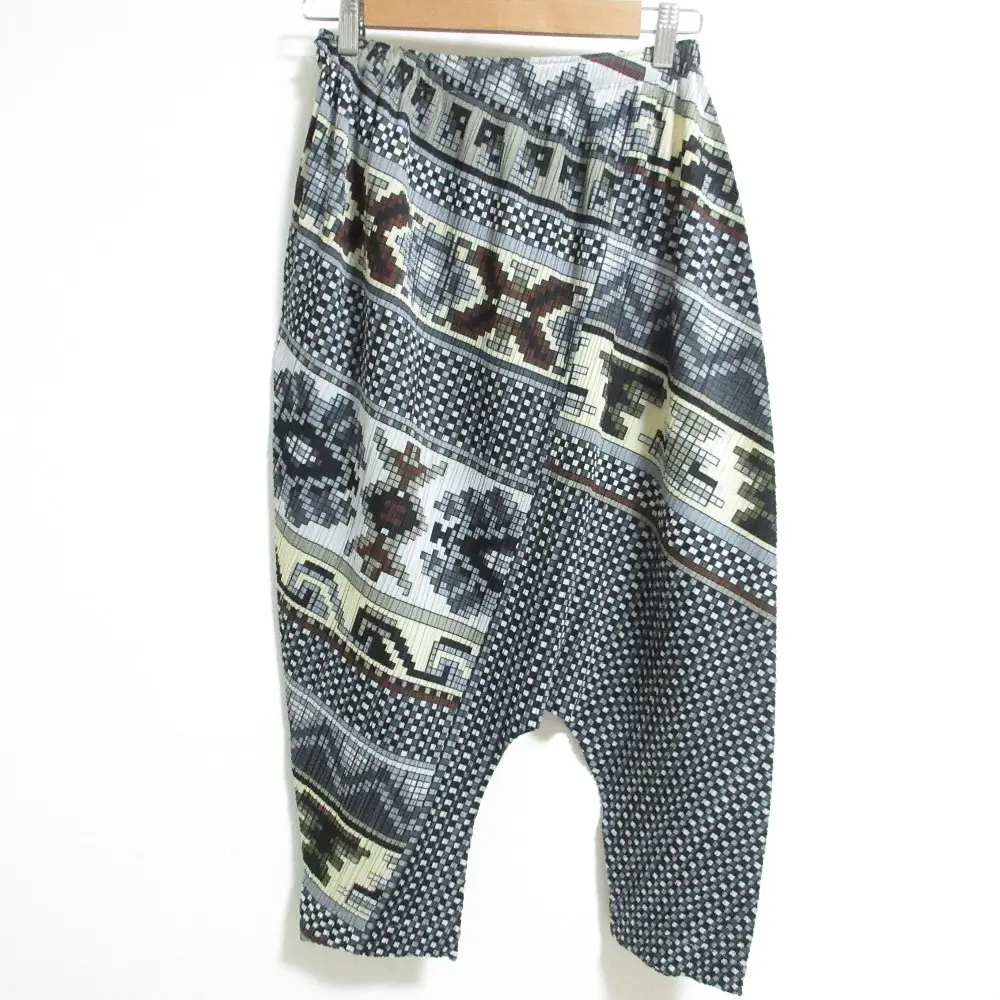 PLEATS PLEASE ISSEY MIYAKE プリーツプリーズ イッセイミヤケ モザイクタイル イージーサルエルプリーツパンツ サイズ3 グレー