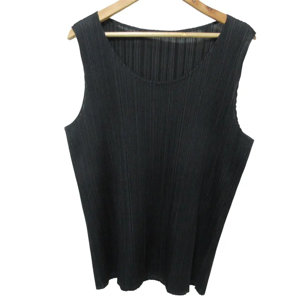 クリーニング済 PLEATS PLEASE ISSEY MIYAKE プリーツプリーズイッセイミヤケ ノースリーブカットソー ブラウス 3 ブラック