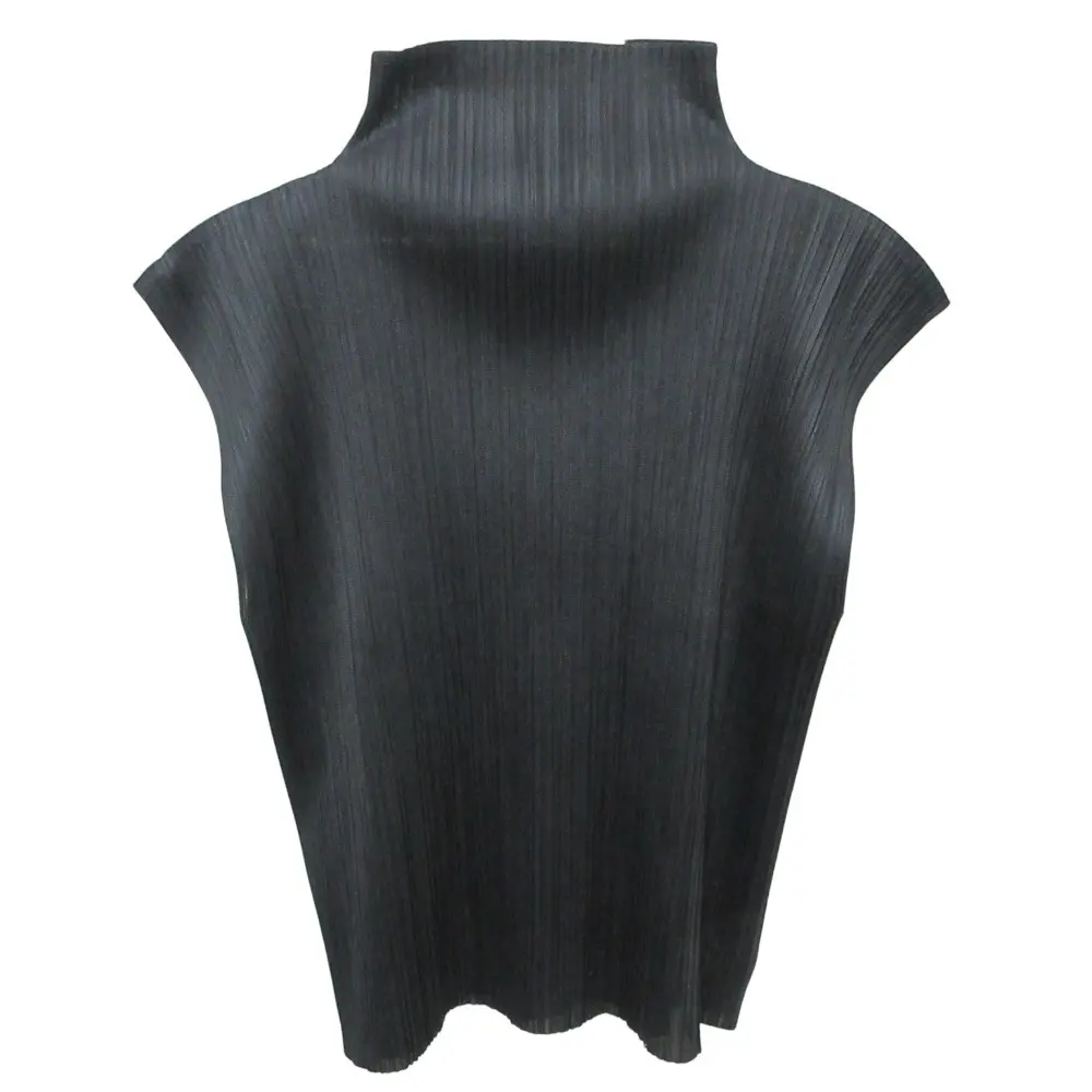 PLEATS PLEASE ISSEY MIYAKE プリーツプリーズ イッセイミヤケ ハイネック ノースリーブカットソー PP04-JK603 サイズ3 ブラック