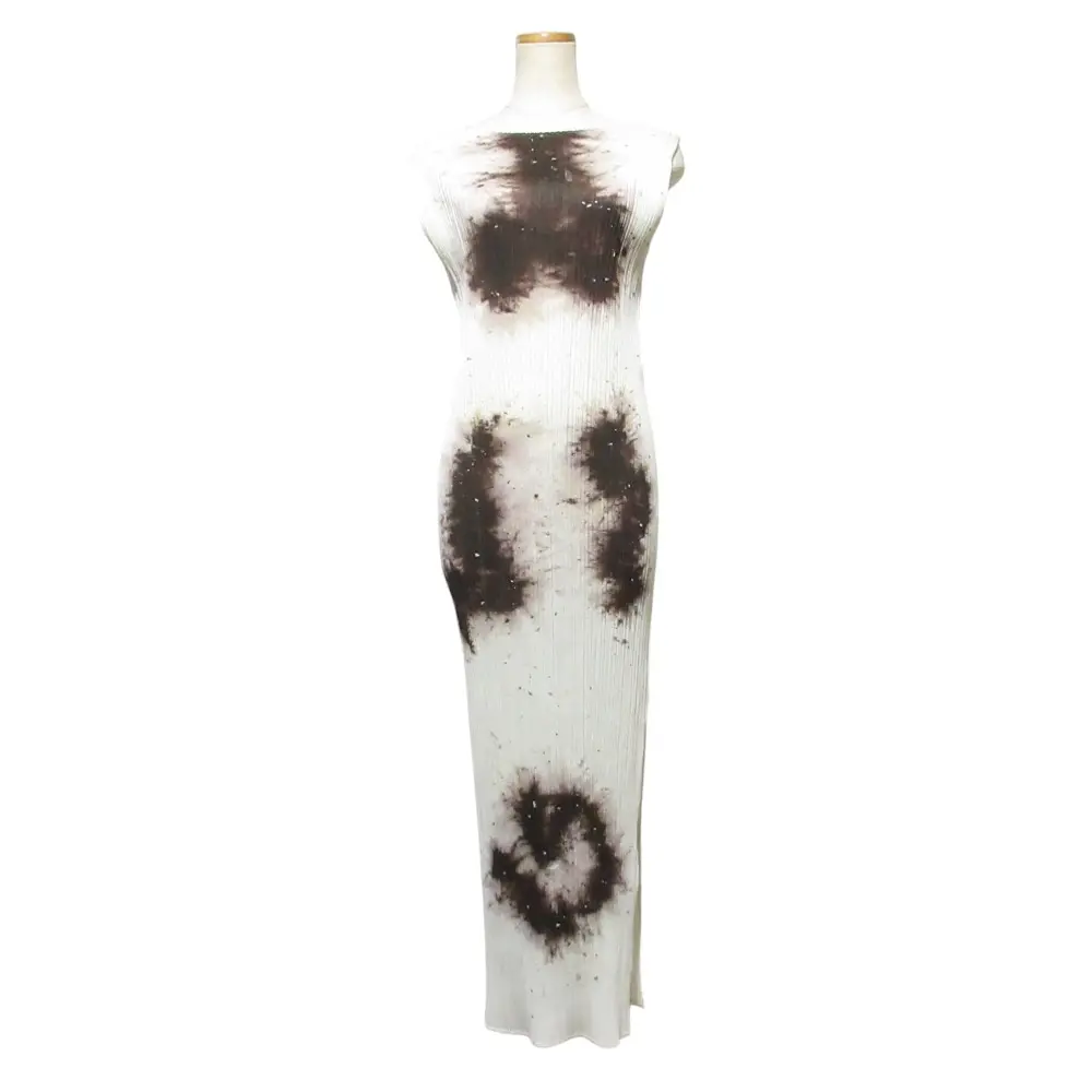 PLEATS PLEASE ISSEY MIYAKE プリーツプリーズ イッセイミヤケ プリント ノースリーブ ロングワンピース PP97-JH071 サイズ3