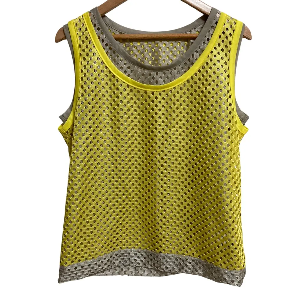 PLEATS PLEASE ISSEY MIYAKE プリーツプリーズ イッセイミヤケ メッシュ レイヤード タンクトップ イエロー×グレー