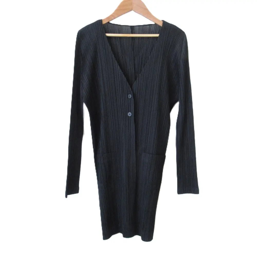 PLEATS PLEASE プリーツプリーズ イッセイミヤケ プリーツロングカーディガン PP93-J0186 サイズ3 ブラック