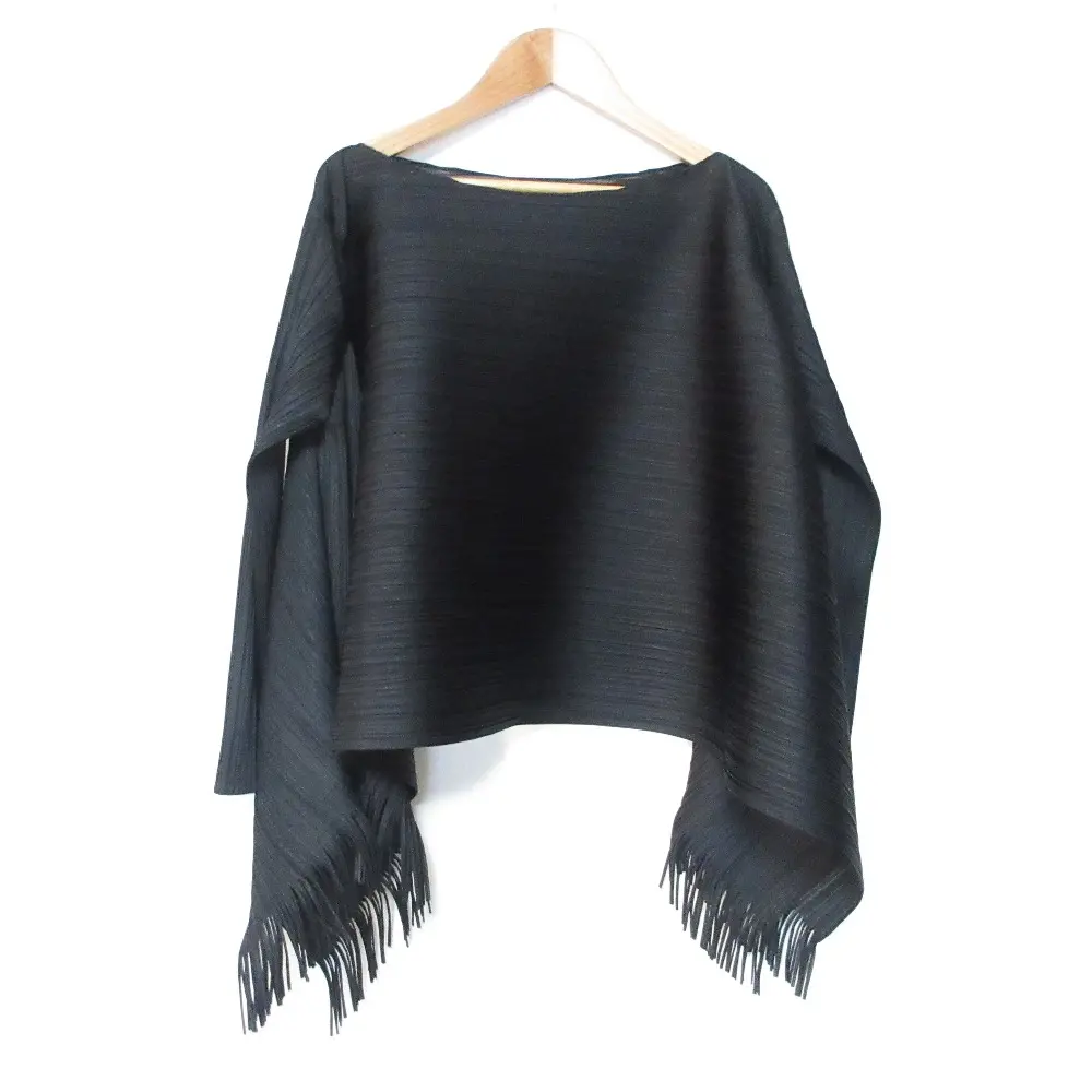 PLEATS PLEASE ISSEI MIYAKE プリーツプリーズ イッセイミヤケ Bounce Shirt Top フリンジ トップス PP81-JK582 3 ブラック 