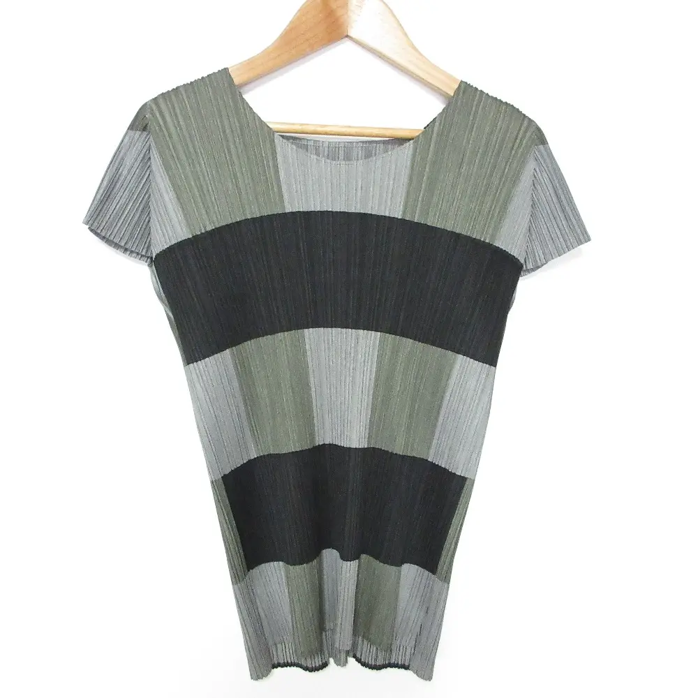 PLEATS PLEASE ISSEY MIYAKE プリーツプリーズ イッセイミヤケ チェック カットソー PP03-JK504 サイズ3 ブラック