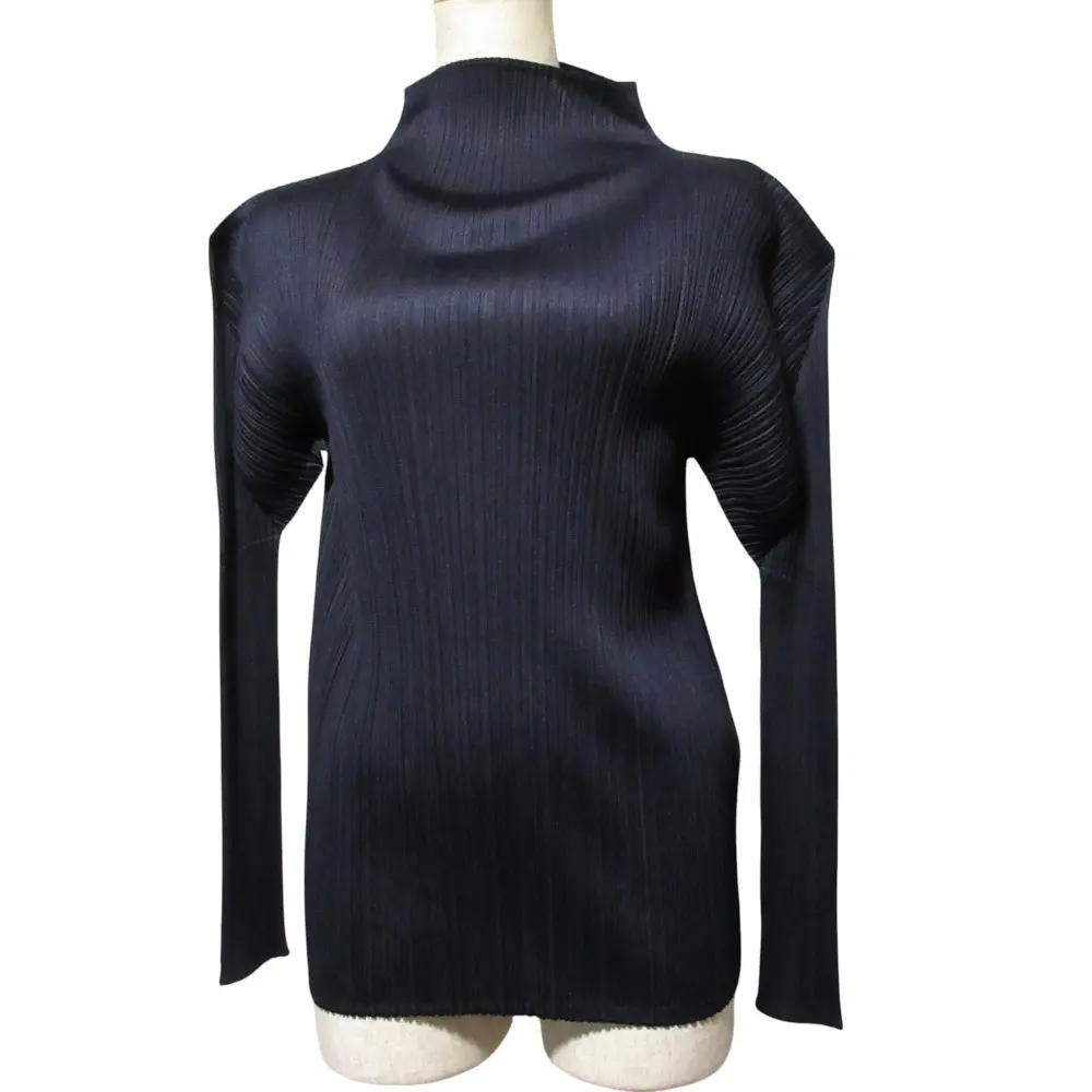 PLEATS PLEASE プリーツプリーズ イッセイミヤケ ハイネック カットソー PP93-JK044 サイズ3 ネイビー