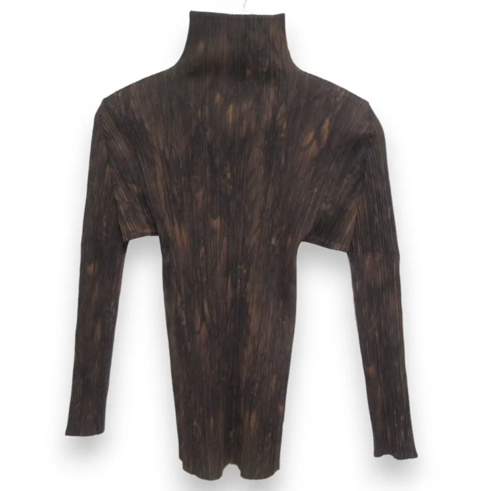 PLEATS PLEASE ISSEY MIYAKE プリーツプリーズ イッセイミヤケ タイダイ柄 ハイネック 長袖 カットソー ブラウス 3 ブラウン