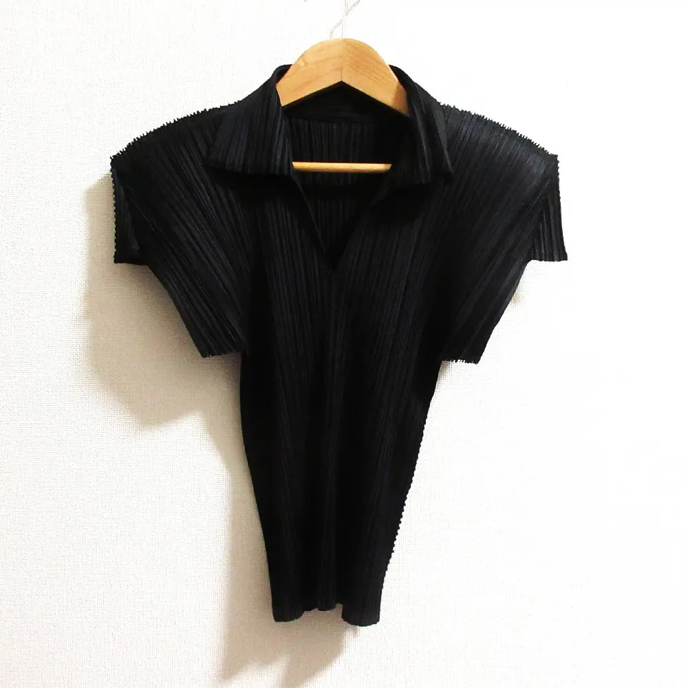 PLEATS PLEASE プリーツプリーズ イッセイミヤケ 半袖 スキッパーシャツ PP33-JK122 サイズ3 ブラック