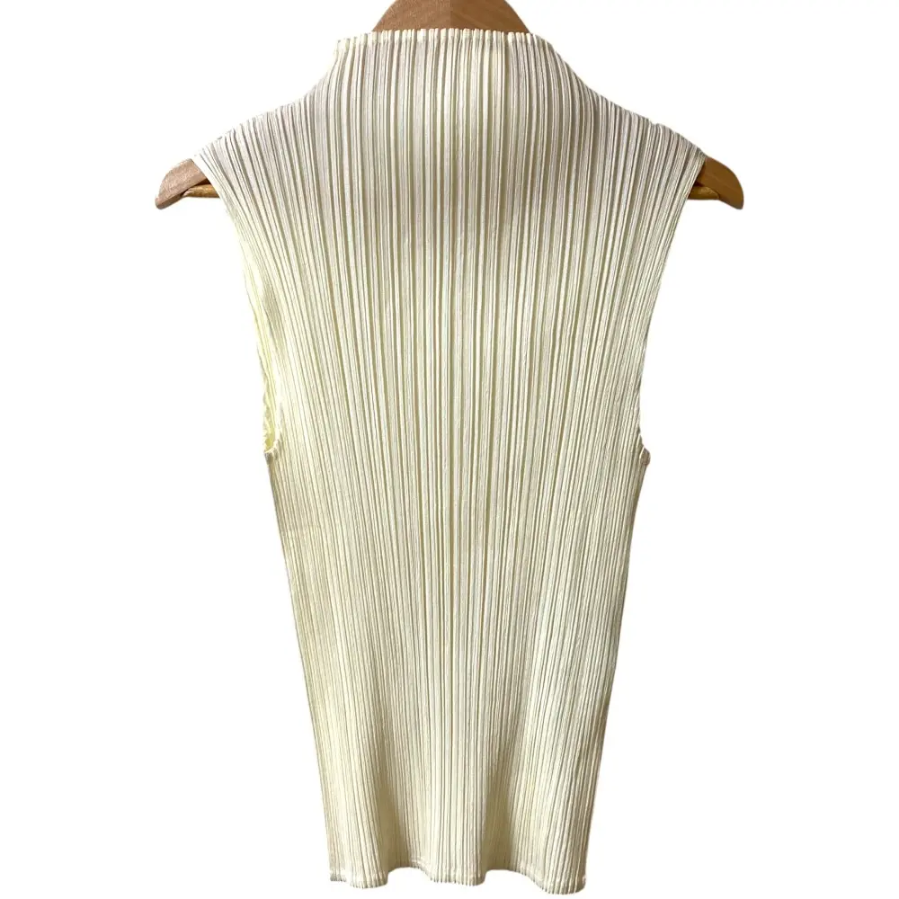 PLEATS PLEASE ISSEY MIYAKE プリーツプリーズ イッセイミヤケ ハイネック ノースリーブ カットソー 3 ホワイト アイボリー
