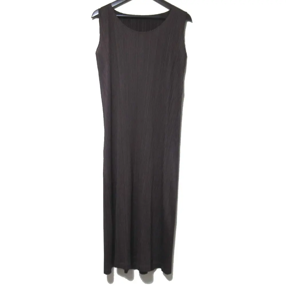 PLEATS PLEASE ISSEY MIYAKE プリーツプリーズ イッセイミヤケ ノースリーブ プリーツ ワンピース サイズ3 ブラウン