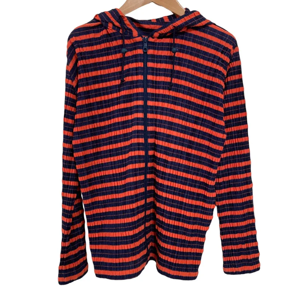 PLEATS PLEASE ISSEY MIYAKE プリーツプリーズ イッセイミヤケ ボーダー ジップアップ パーカー PP83-JC523 3 オレンジ ネイビー