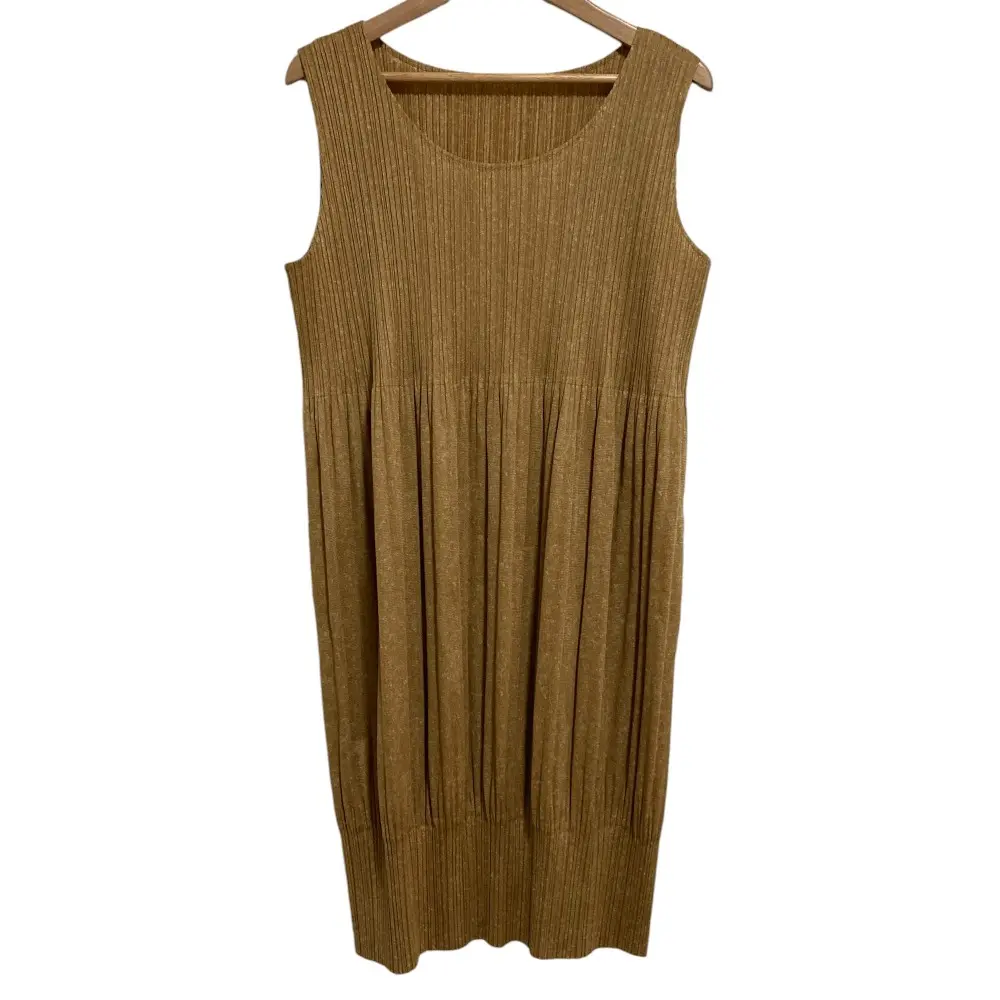 PLEATS PLEASE ISSEY MIYAKE プリーツプリーズ イッセイミヤケ ノースリーブ ワンピース PP11-JT146 サイズ3 ブラウン