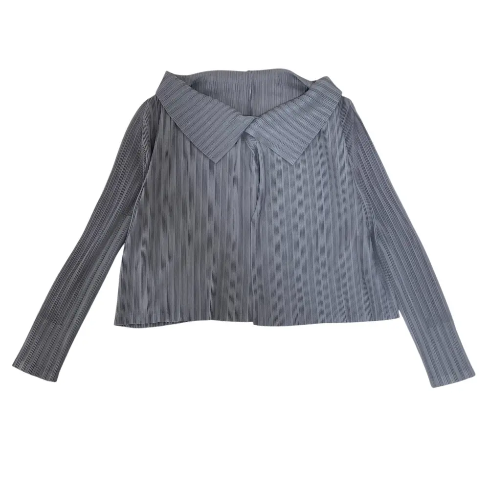 PLEATS PLEASE ISSEY MIYAKE プリーツプリーズ イッセイミヤケ ロングスリーブ ブラウス サイズ3 ライトブルー