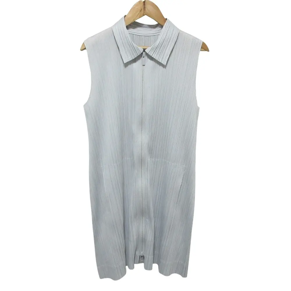 PLEATS PLEASE ISSEY MIYAKE プリーツプリーズ イッセイミヤケ フロントジップロングジレ PP33-JE246 3 ライトグレー