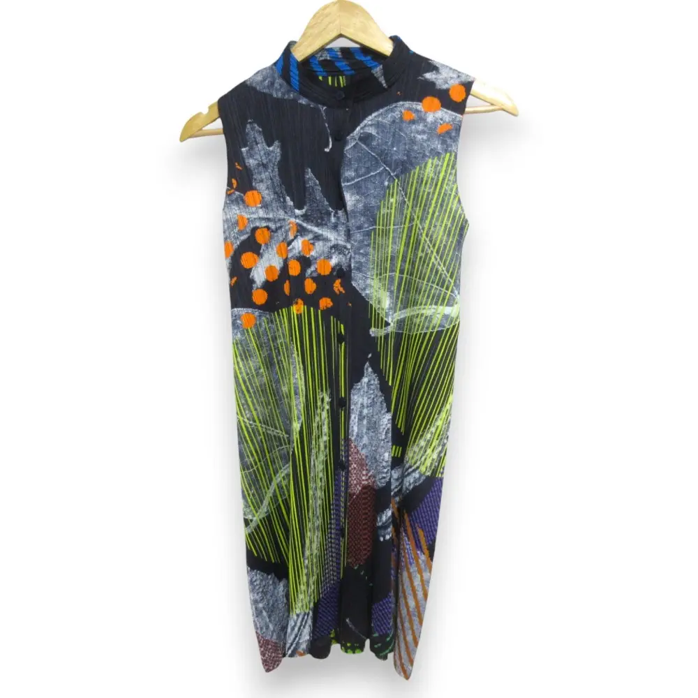 PLEATS PLEASE ISSEY MIYAKE プリーツプリーズ イッセイミヤケ 転写プリント スリーブレス チュニックワンピース 4 マルチカラー
