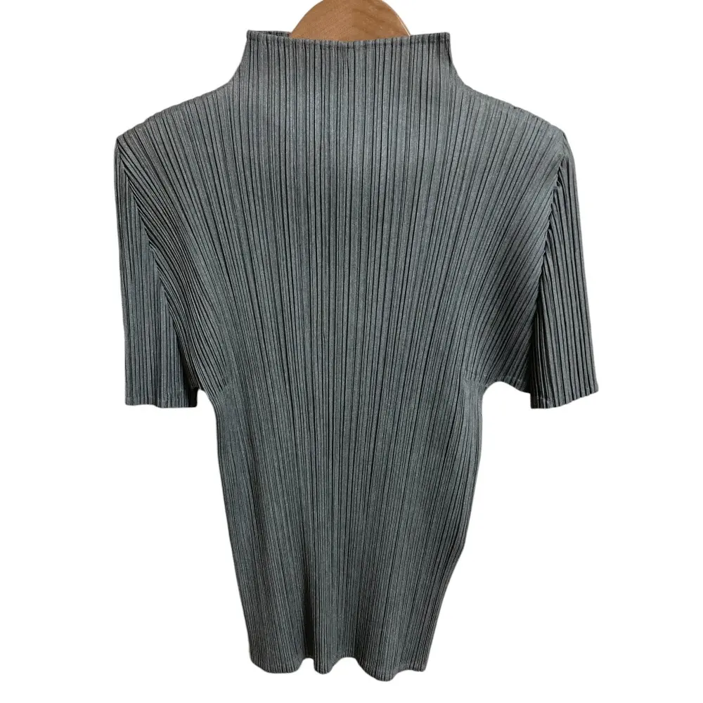 PLEATS PLEASE プリーツプリーズ イッセイミヤケ ハイネック ショートスリーブ カットソー PP61-JK162 サイズ3 グレー