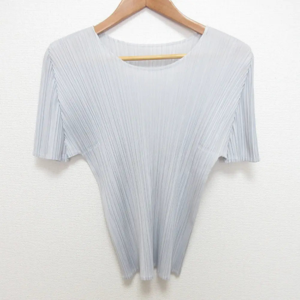 PLEATS PLEASE ISSEY MIYAKE プリーツプリーズ イッセイミヤケ ショートスリーブ カットソー PP55-JK103 サイズ3 ライトグレー 