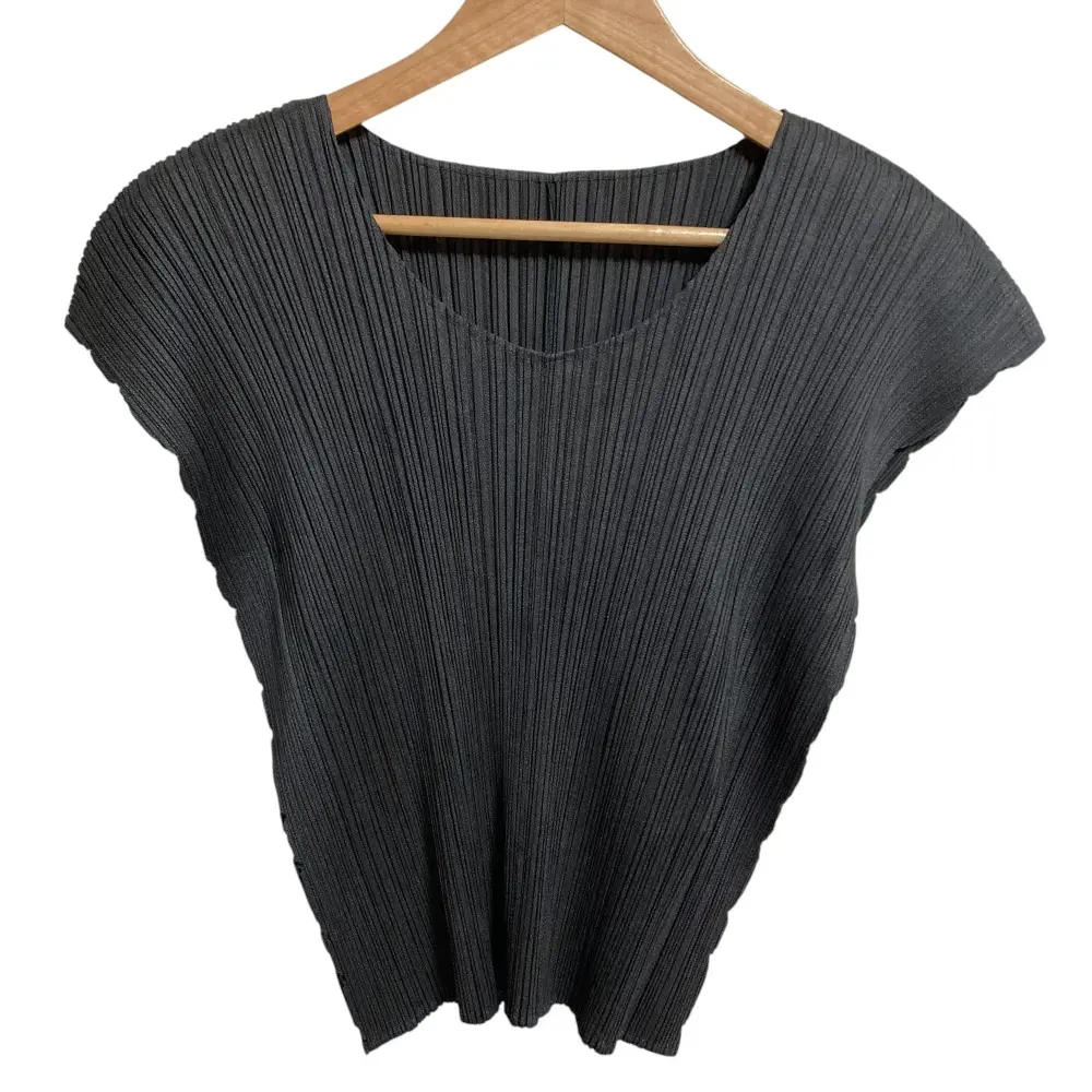 PLEATS PLEASE プリーツプリーズ イッセイミヤケ ノースリーブ サイドデザイン カットソー PP51-JK691 サイズ3 グレー
