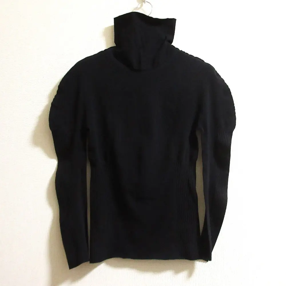 ISSEY MIYAKE PLEATS PLEASE プリーツプリーズ イッセイミヤケ A.POC INSIDE ハイネック ブラウス カットソー サイズ3 ブラック