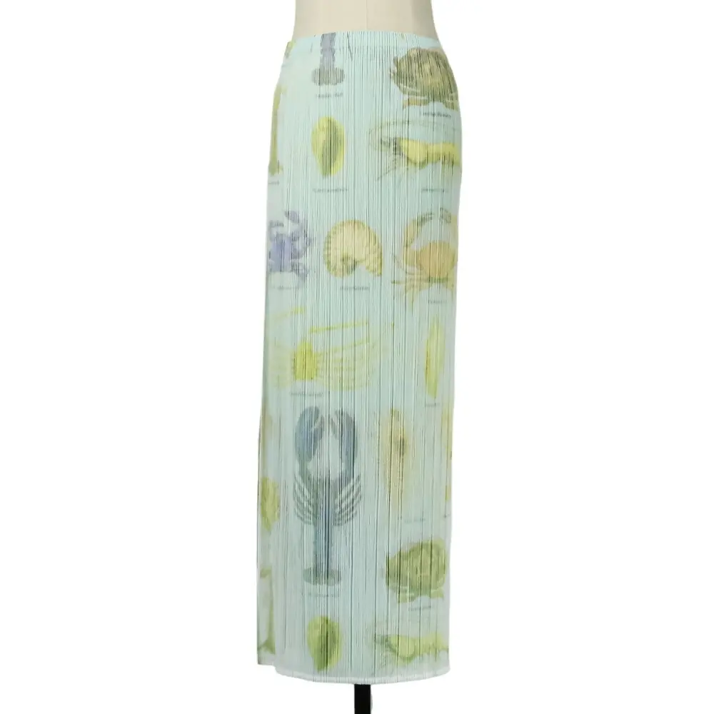 PLEATS PLEASE ISSEY MIYAKE プリーツプリーズ イッセイミヤケ 海洋生物 プリント ロングスカート PP71-JG733 5 ライトグリーン