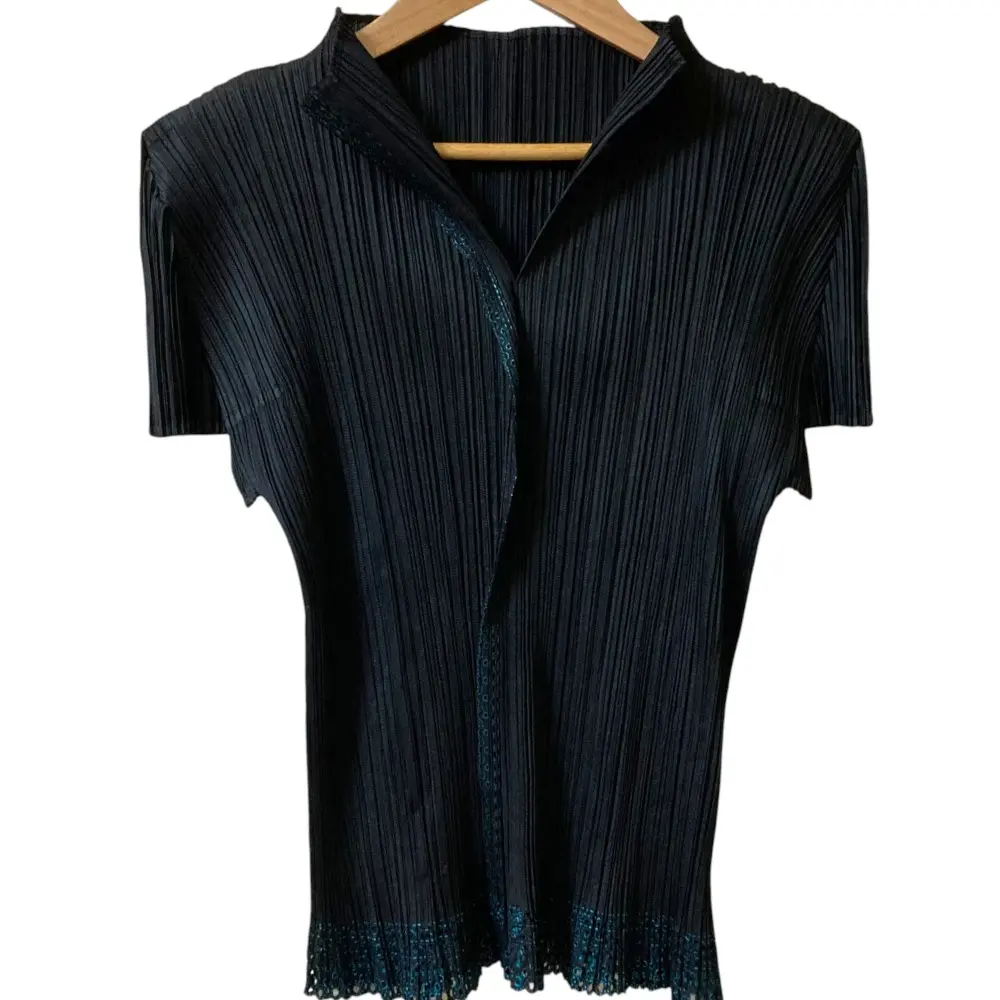 PLEATS PLEASE ISSEY MIYAKE プリーツプリーズ  カットワークデザイン ショートスリーブカットソー PP53-JK622 サイズ3 ブラック