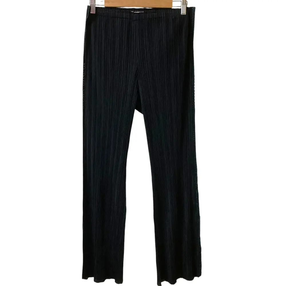 PLEATS PLEASE プリーツプリーズ イッセイミヤケ カットワークデザイン イージーパンツ PP53-JF624 サイズ3 ブラック
