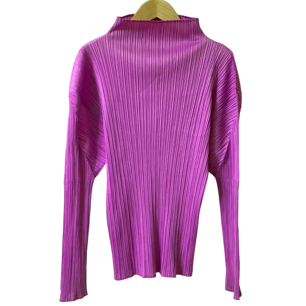 PLEATS PLEASE ISSEY MIYAKE プリーツプリーズ イッセイミヤケ ハイネック ロングスリーブカットソー サイズ4 ピンクパープル