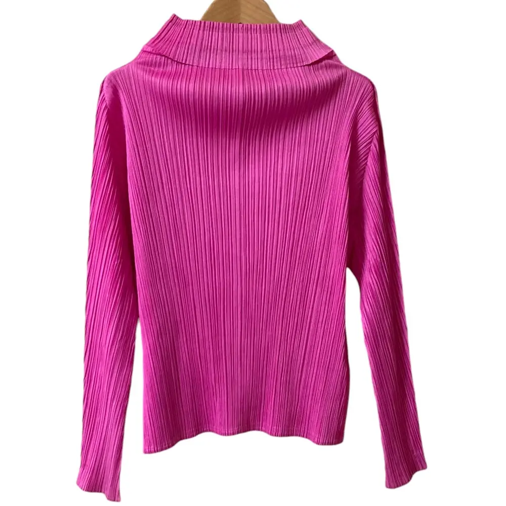 PLEATS PLEASE プリーツプリーズ イッセイミヤケ ハイネック ロングスリーブ カットソー サイズ3 ショッキングピンク