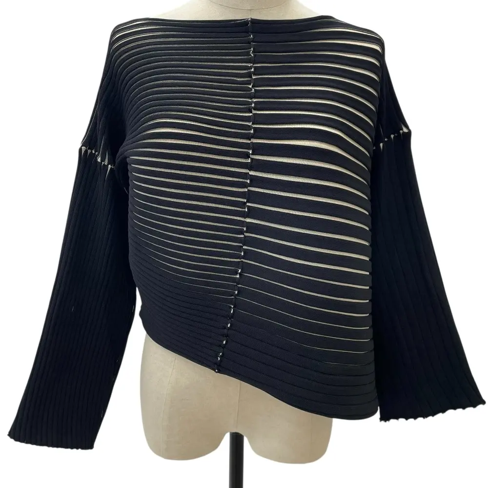 PLEATS PLEASE プリーツプリーズ イッセイミヤケ 変形カット ニットカットソー サイズ3 ブラック