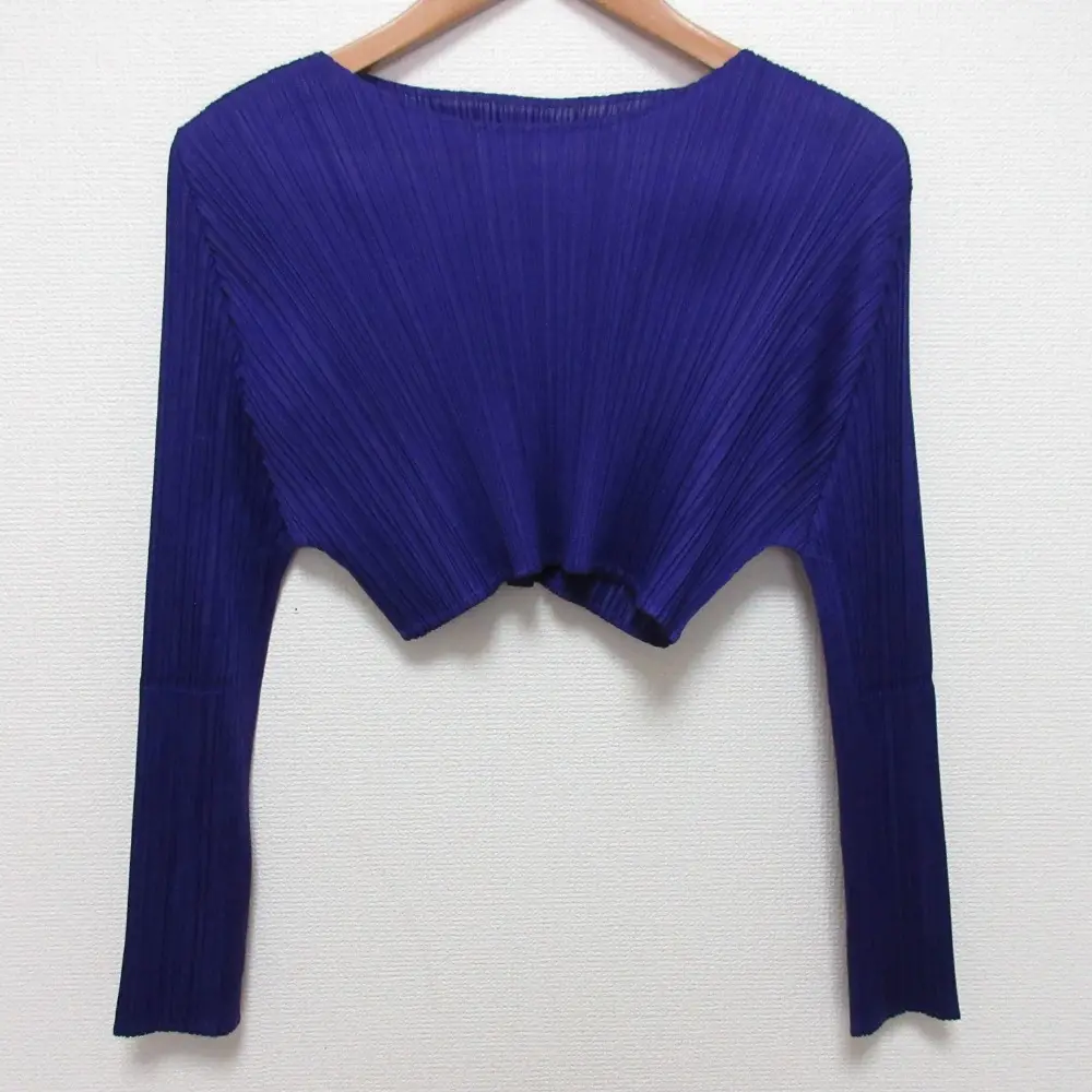 PLEATS PLEASE プリーツプリーズ イッセイミヤケ ロングスリーブ クロップドカットソー PP11-JK122 サイズ3 パープル