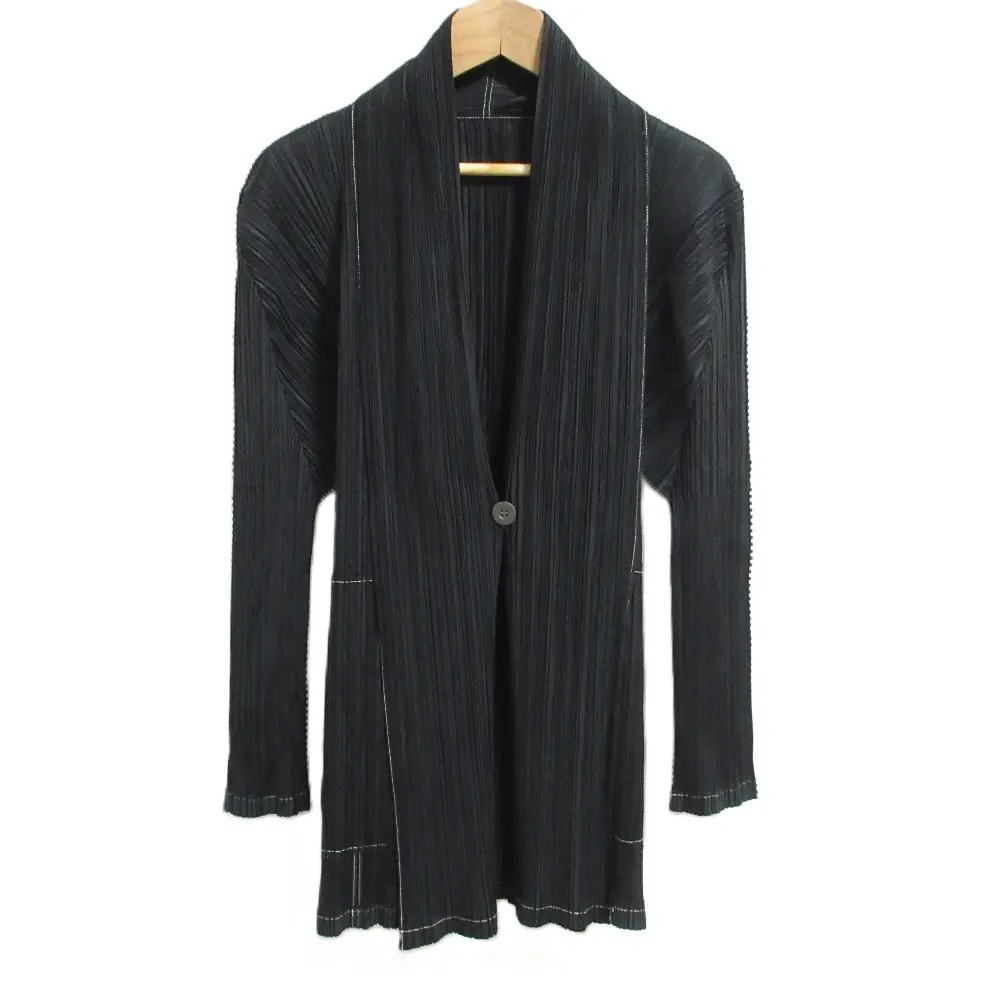 PLEATS PLEASE ISSEY MIYAKE プリーツプリーズ イッセイミヤケ カーディガン PP43-JD163 サイズ3 ブラック