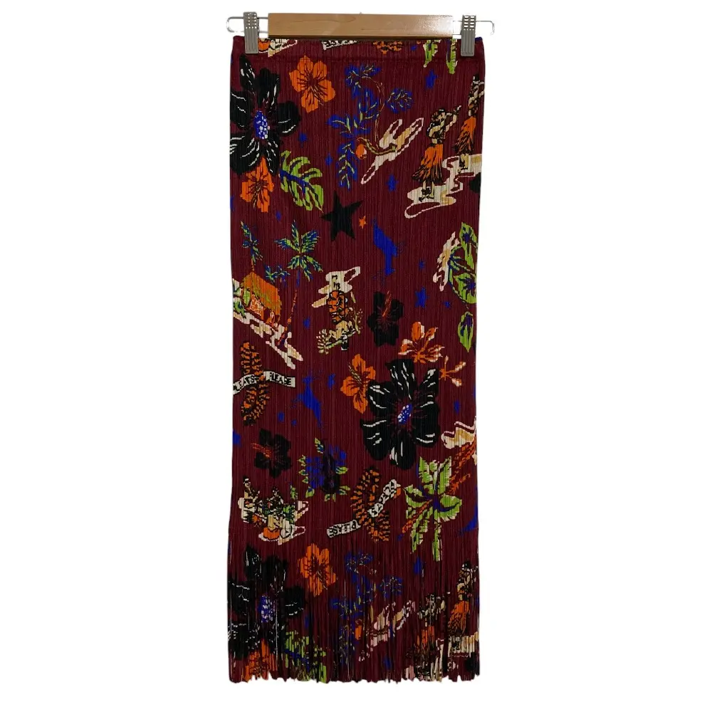 PLEATS PLEASE ISSEY MIYAKE プリーツプリーズ イッセイミヤケ フリンジ ロングスカート PP33-JG776 サイズ3 マルチカラー