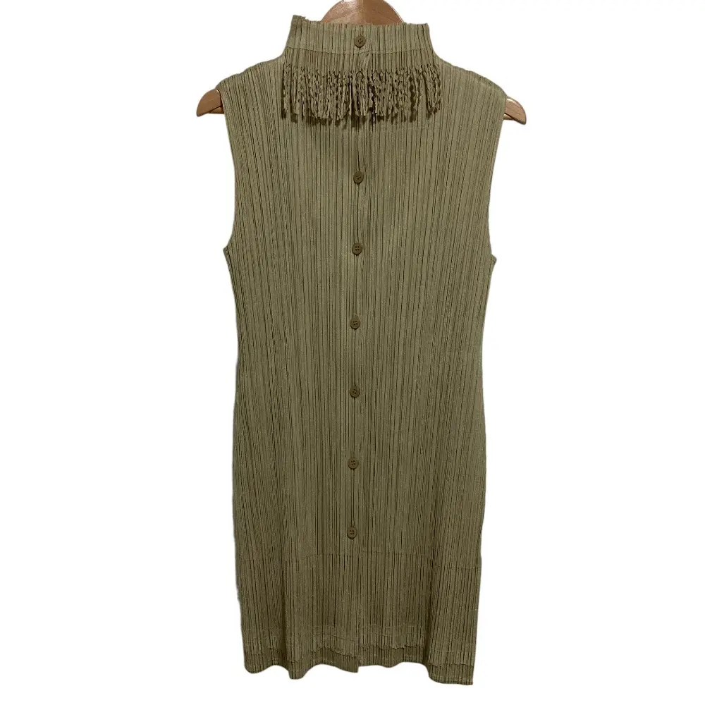 PLEATSPLEASE ISSEYMIYAKE プリーツプリーズ イッセイミヤケ フリンジカラー ノースリーブ ロングシャツ PP43-JE744 3 ベージュ