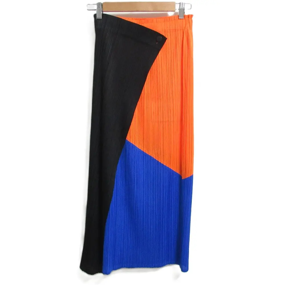 21SS PLEATS PLEASE プリーツプリーズ イッセイミヤケ コラージュ ロングスカート PP11-JG152 サイズ3 オレンジ ブラック ブルーの買取実績【2025年7月買取】