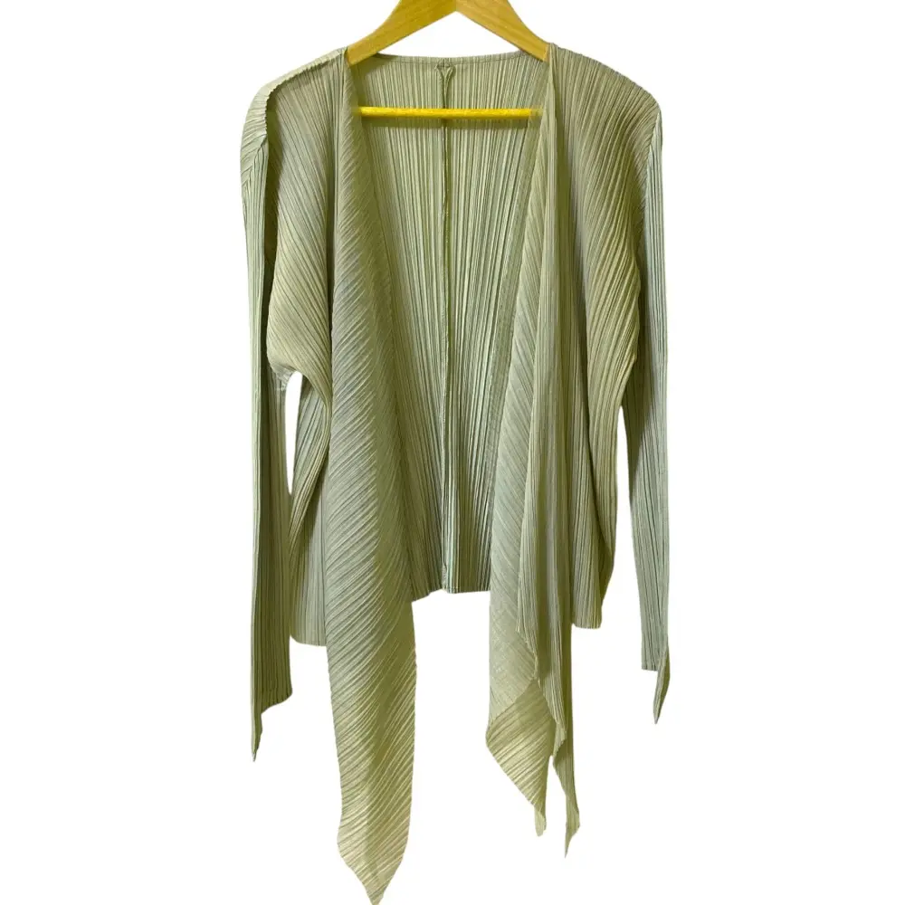 PLEATS PLEASE ISSEY MIYAKE プリーツプリーズ イッセイミヤケ デザインカーディガン PP43-JO543 サイズ3 グリーン