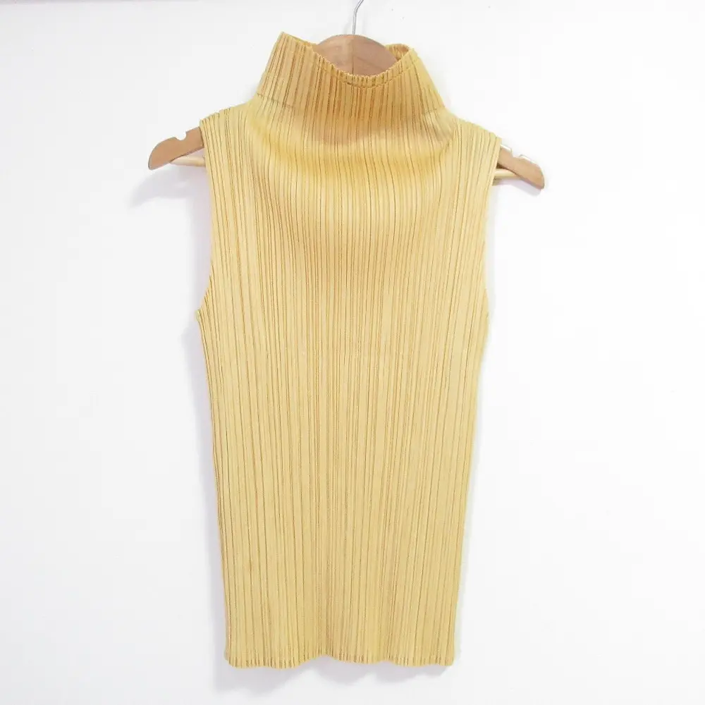 PLEATS PLEASE ISEEY MIYAKE プリーツプリーズ イッセイミヤケ ハイネックノースリーブカットソー PP41-JK141 サイズ3 イエロー