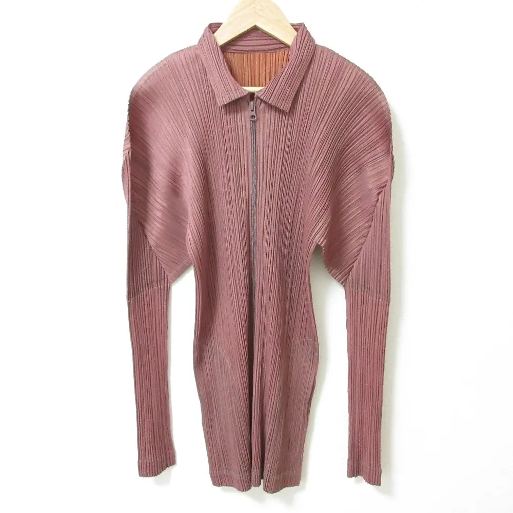 PLEATS PLEASE ISSEY MIYAKE プリーツプリーズ イッセイミヤケ ジップアップ シャツ PP14-JD573 サイズ3 ピンクパープル