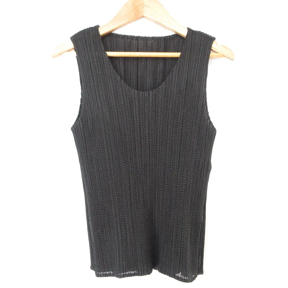 PLEATS PLEASE  ISSEY MIYAKE プリーツプリーズ イッセイミヤケ メッシュ ノースリーブ カットソー PP06-JK701 サイズ3 ブラック