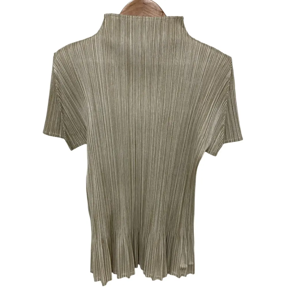 PLEATS PLEASE プリーツプリーズ イッセイミヤケ ハイネック ショートスリーブ カットソー PP51-JK575 サイズ3 ベージュ