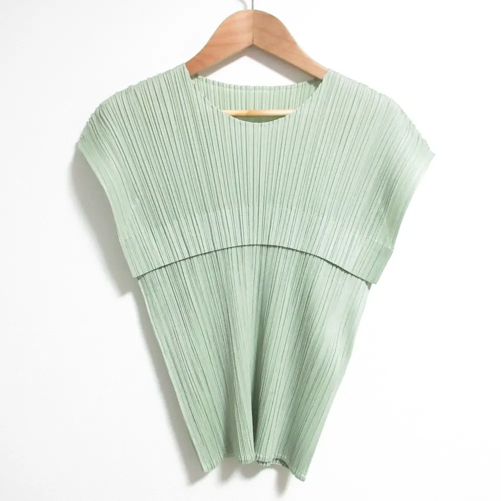 25SS PLEATS PLEASE プリーツプリーズ プリーツフレンチスリーブカットソー PP51JK161 サイズ3 ホワイトグリーン