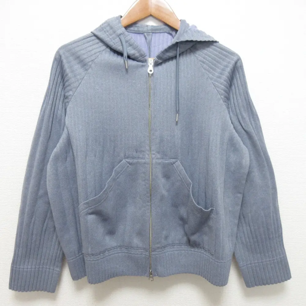 PLEATS PLEASE プリーツプリーズ イッセイミヤケ プリーツ ジップアップ パーカー PP43-JC551 サイズ3 グレー ブルー