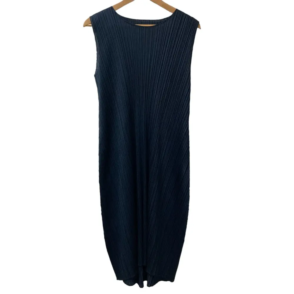 PLEATS PLEASE ISSEY MIYAKE プリーツプリーズ イッセイミヤケ ノースリーブ ワンピース PP83-JH226 サイズ4 ネイビー