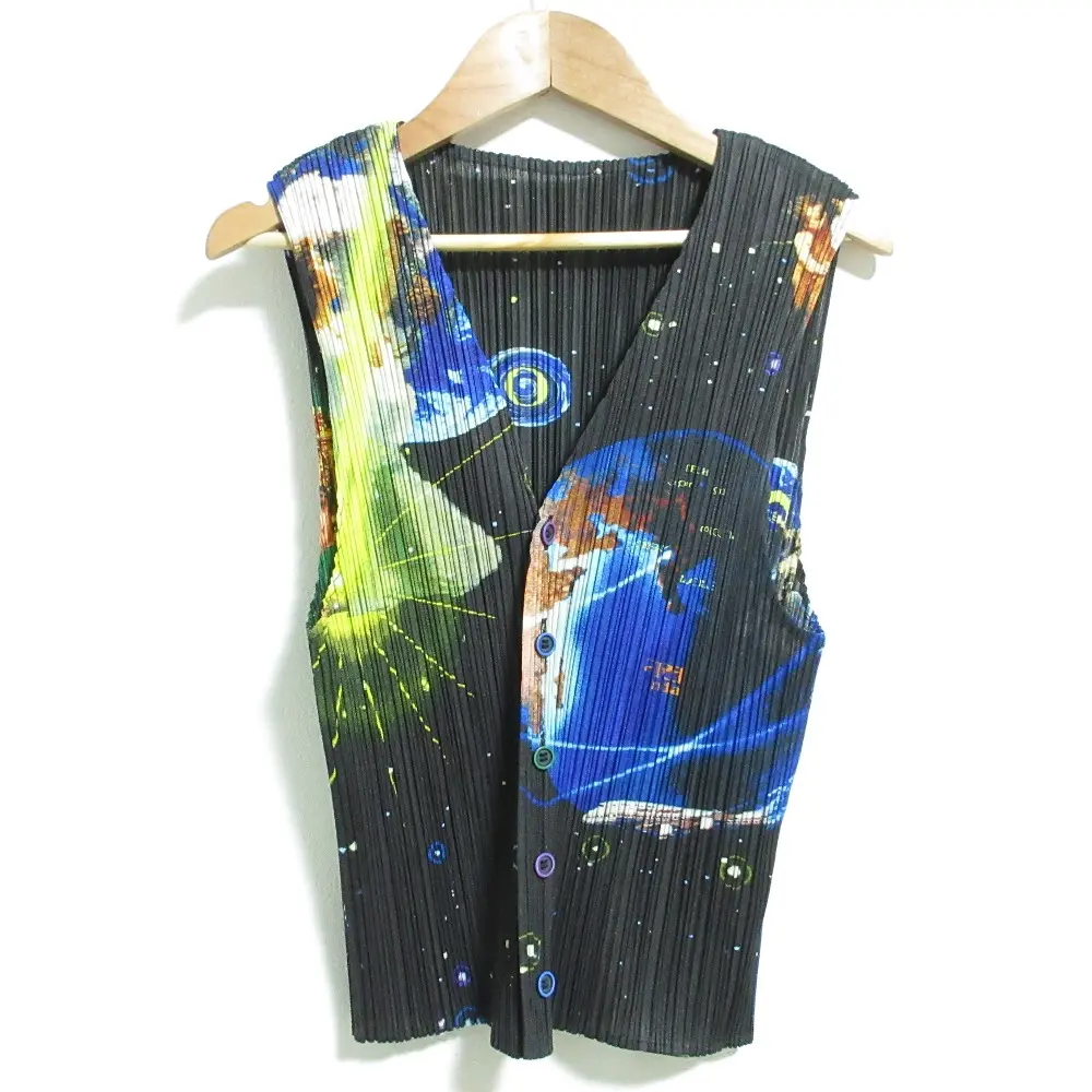 PLEATS PLEASE プリーツプリーズ イッセイミヤケ 00S ミレニアムクリシュナ プリント 横尾忠則 ベスト PP02-JE101 4 ブラック