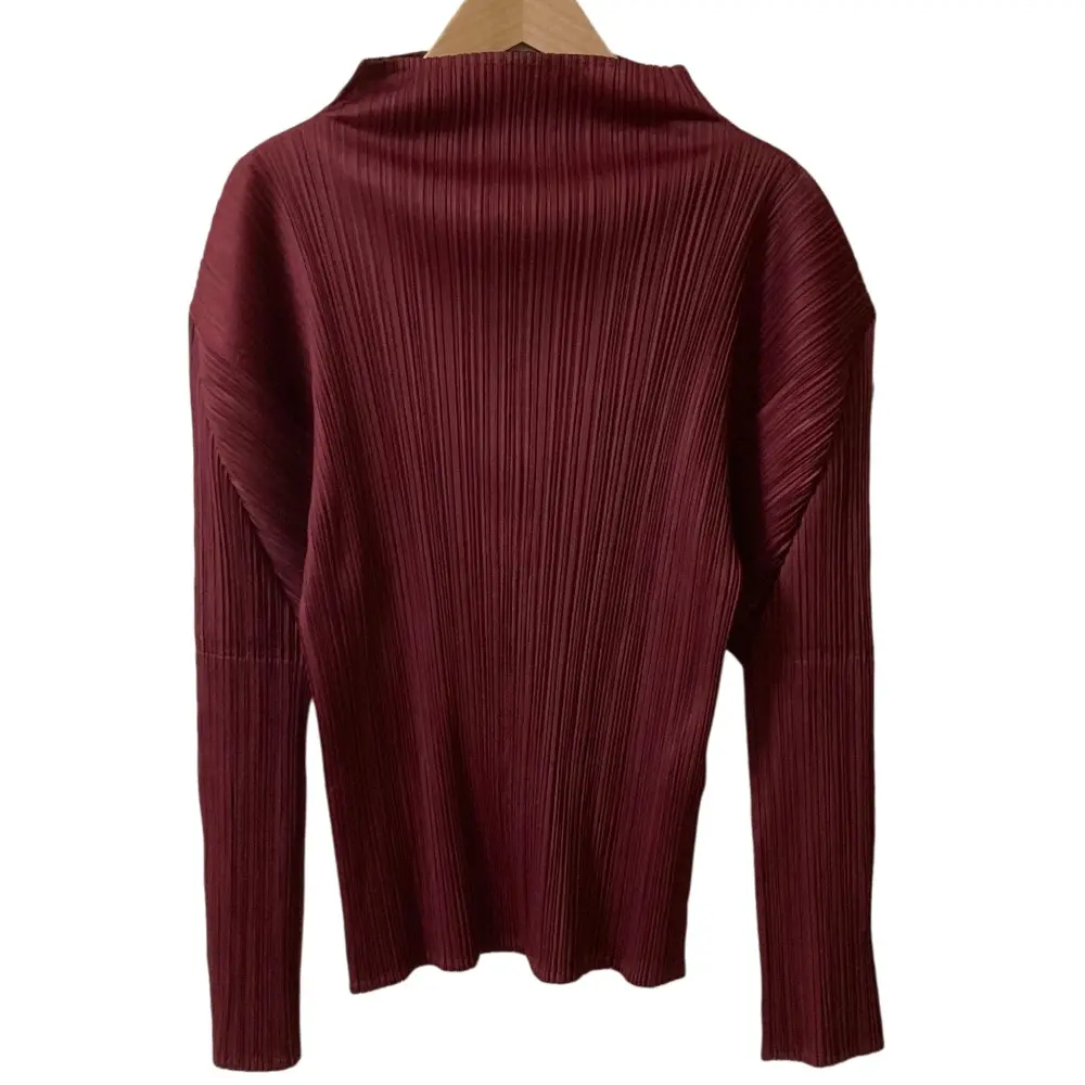 PLEATS PLEASE ISSEY MIYAKE プリーツプリーズ イッセイミヤケ ハイネック ロングスリーブ カットソー サイズ3 ボルドー