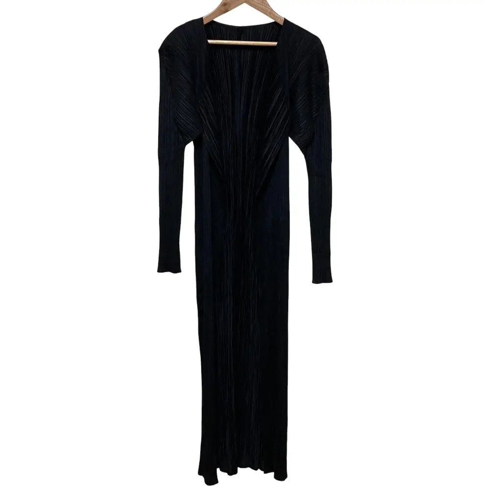 PLEATS PLEASE ISSEY MIYAKE プリーツプリーズ イッセイミヤケ ロングカーディガン コート PP04-JH117 サイズ3 ブラック