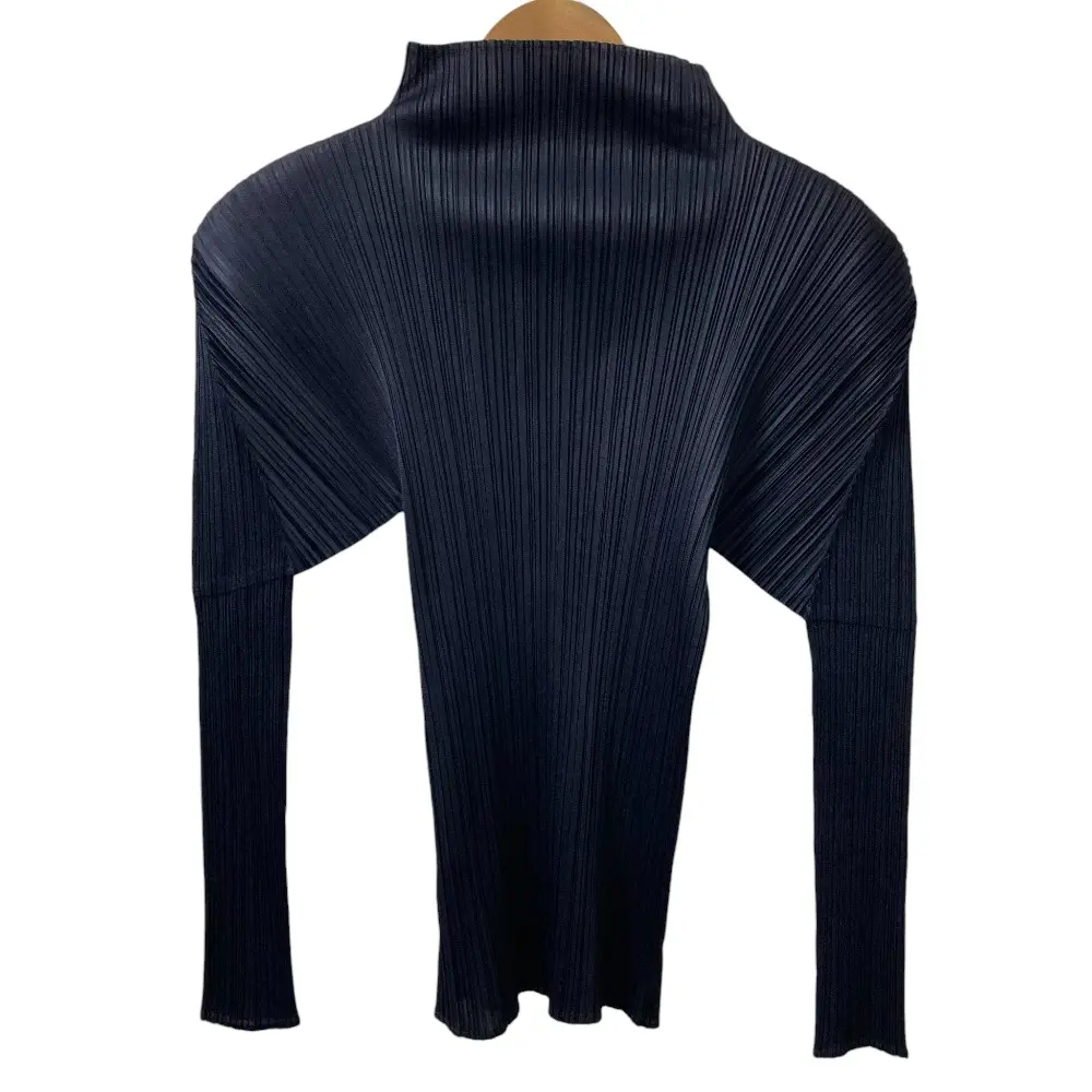 PLEATS PLEASE ISSEY MIYAKE プリーツプリーズ イッセイミヤケ ハイネック ロングスリーブ カットソー PP05-JK005 3 ネイビー